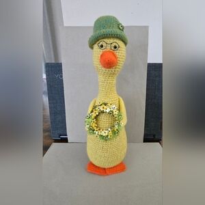 Yellow and Orange Knitted Goose Decor